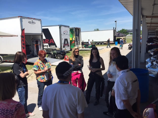 Female drivers in the series talk with Mazda media guests.