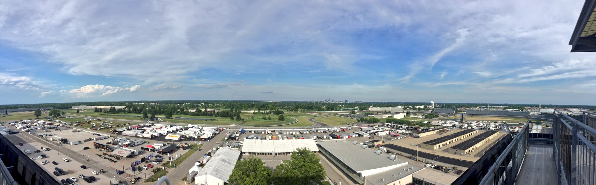 An incredible view and spotters/coaching vantage point from above the Pagoda tower across from start/finish. You can even see downtown!