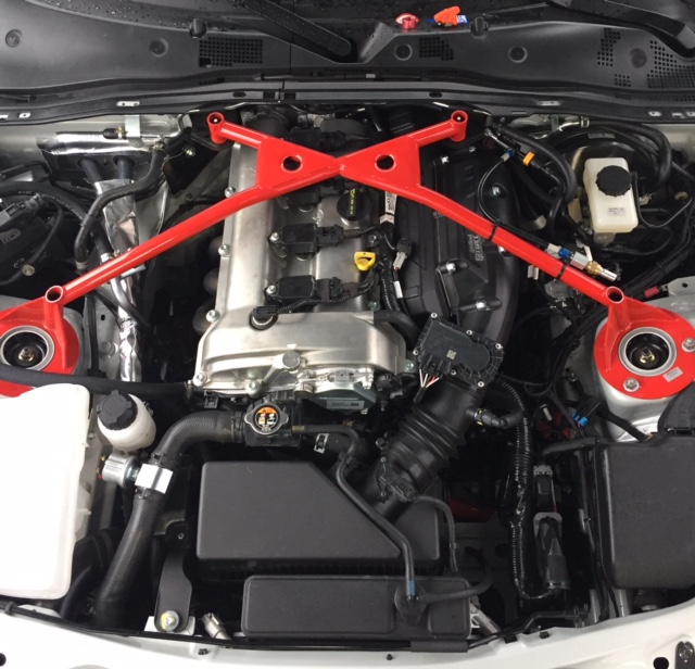 The supercharger package integrates nicely into the MX-5 engine bay. Long Road Racing has turnkey installation for street or track. 