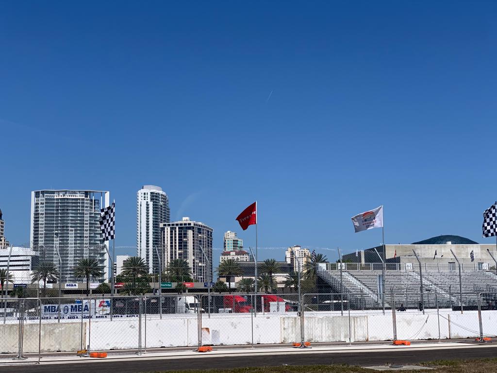 Empty grandstands with cars on track was an odd sight to see.